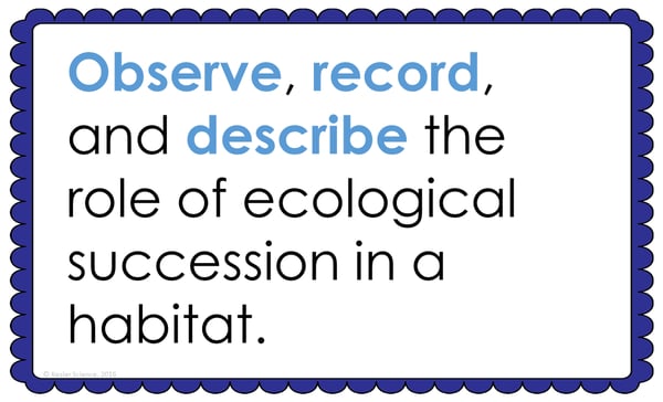 Text reading; “Observe, record, and describe the role of ecological succession in a habitat.”