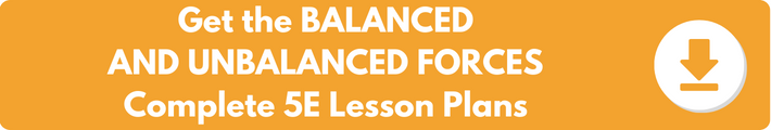 A banner which reads "Get the BALANCED AND UNABALANCED FORCES Complete 5E Lesson Plans". 