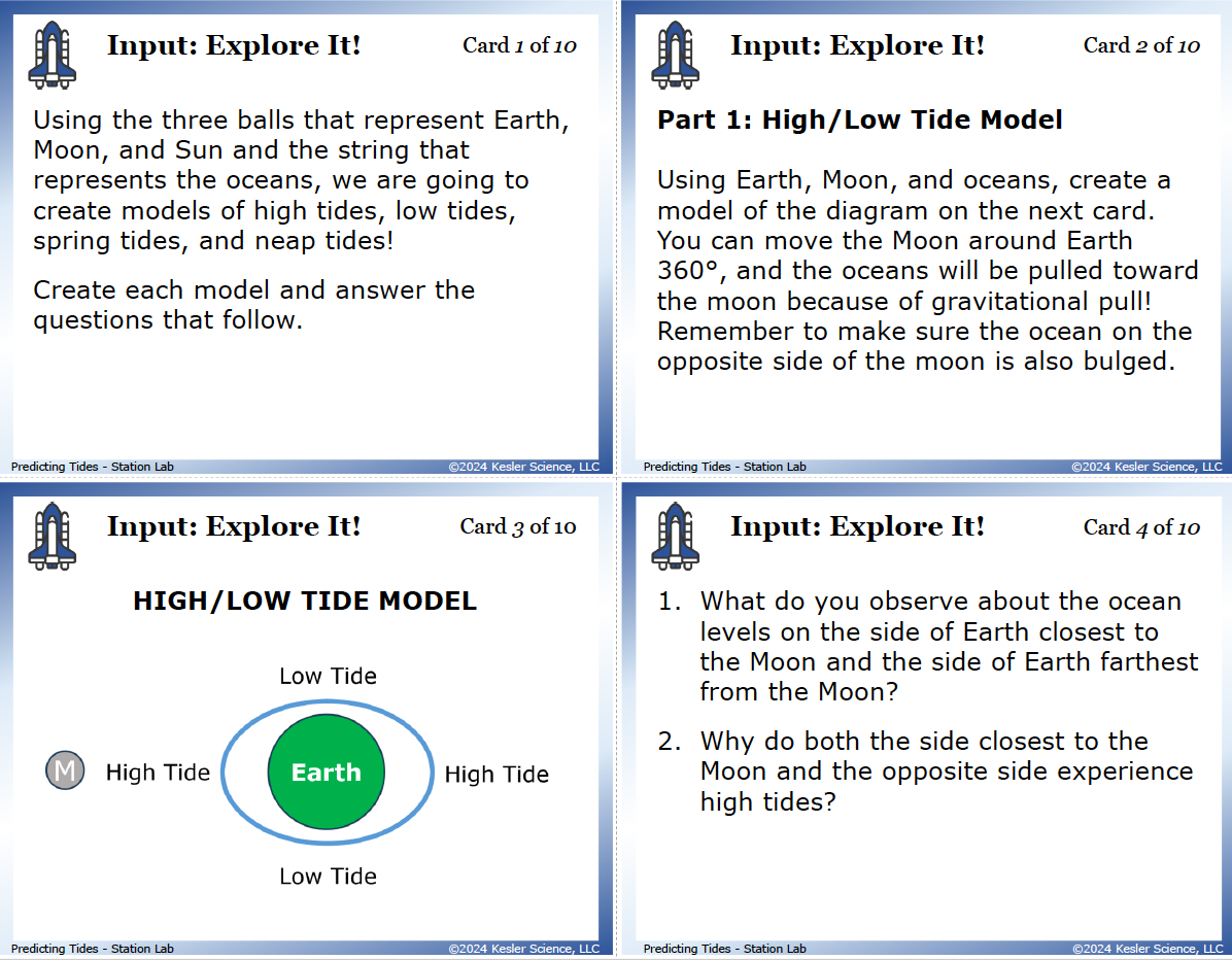 Inside the Predicting Tides Station Lab printed download — 6th grade space science, TEKS 6.9B
