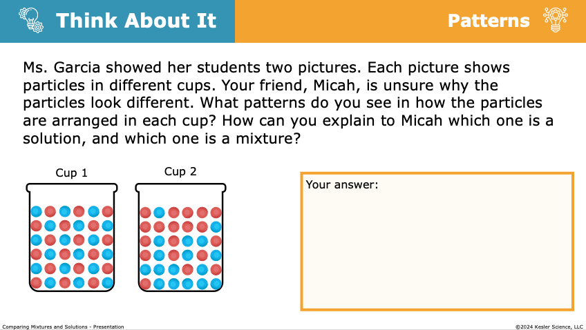 think about it prompt using particle diagrams to tell a solution from a mixture
