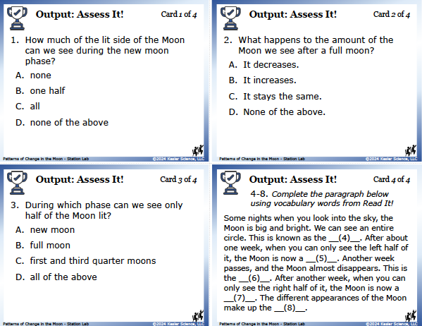 Output station card from the moon phases Station Lab