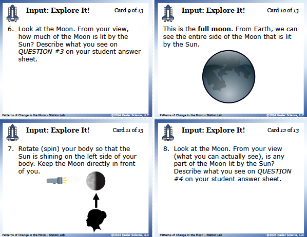 Input station card from the moon phases Station Lab