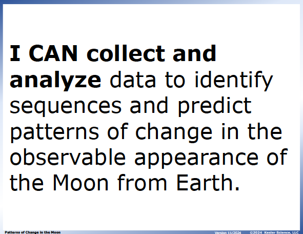 I CAN statement and key vocabulary for the moon phases lesson