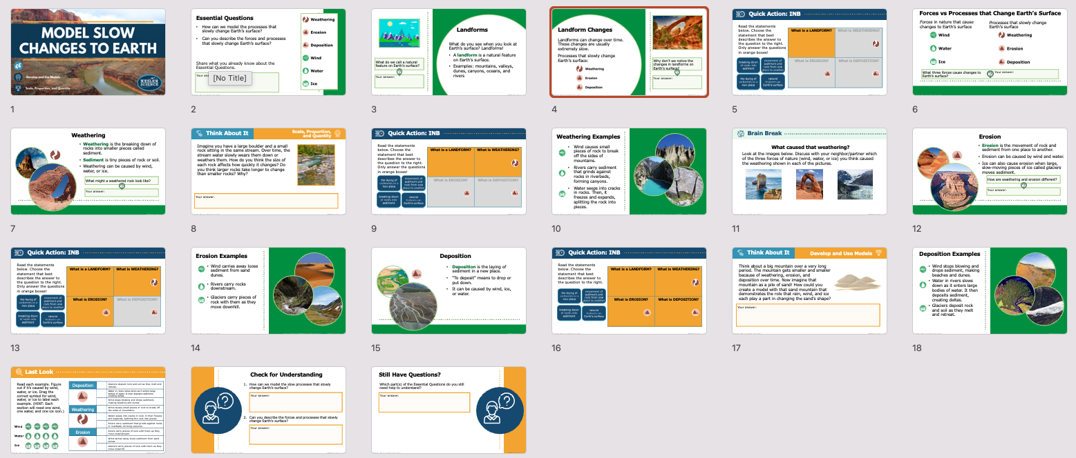 presentation slide overview for the model slow changes to Earth lesson