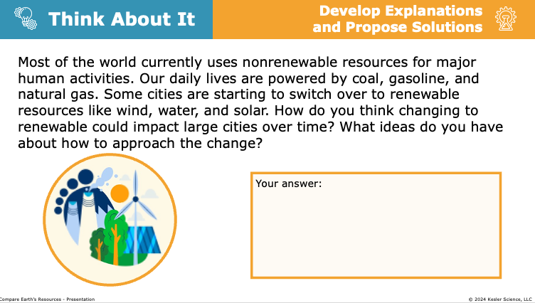 Think About It prompt on transitioning cities from nonrenewable to renewable energy resources