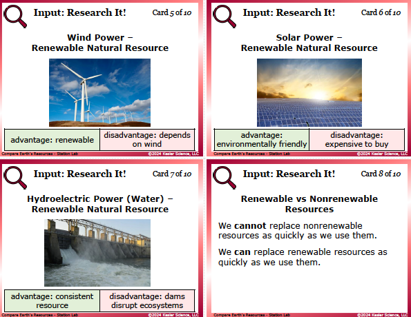 Input station card from the compare earth's resources Station Lab