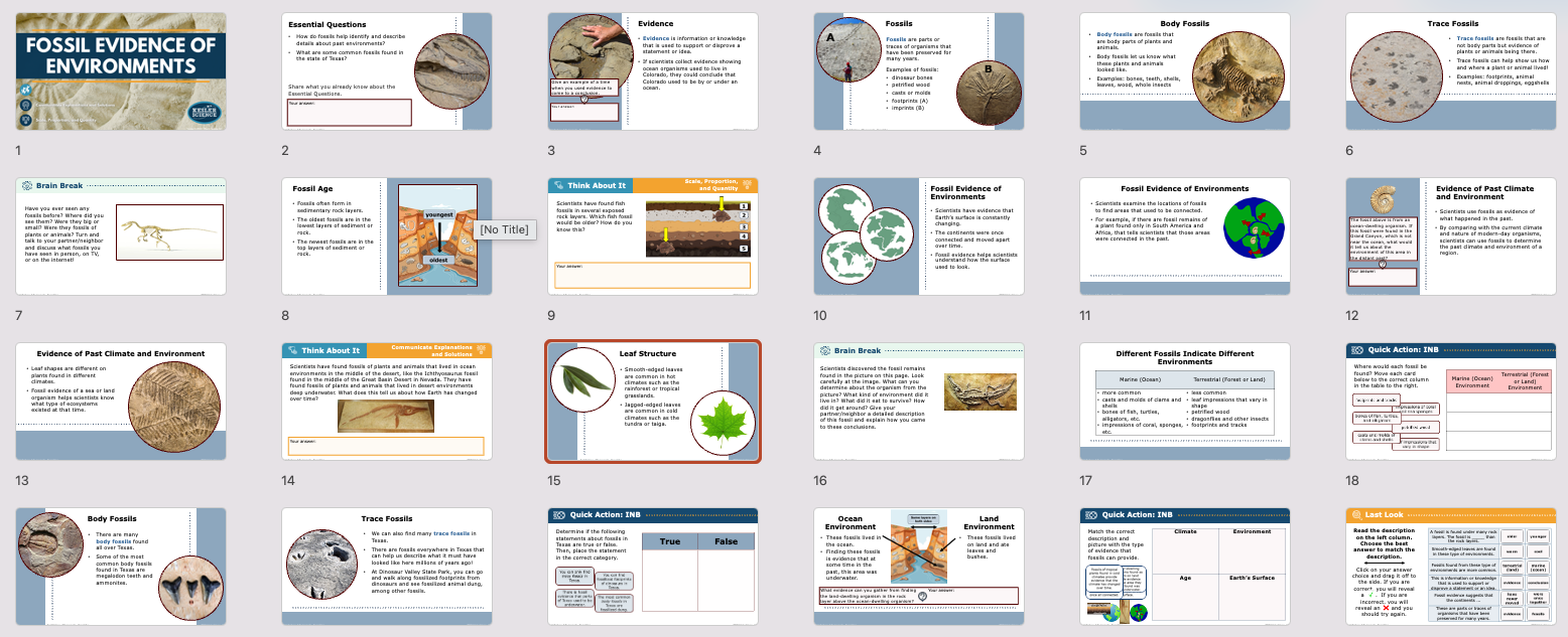 overview of fossil evidence of environments lesson slides covering fossils and past climates