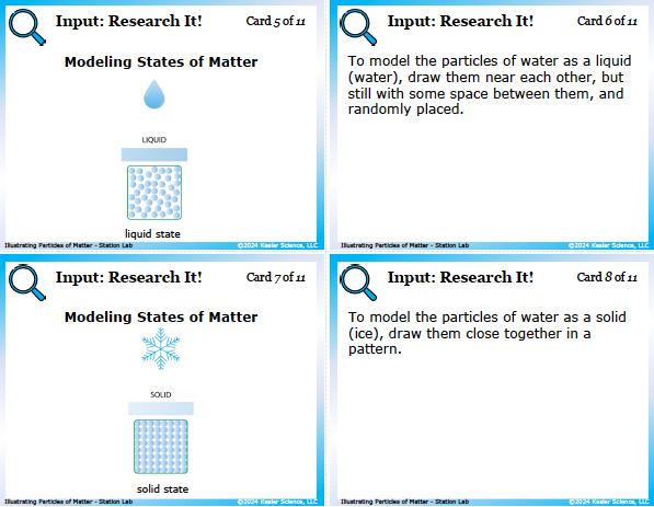 Input station card from the illustrating particles of matter Station Lab
