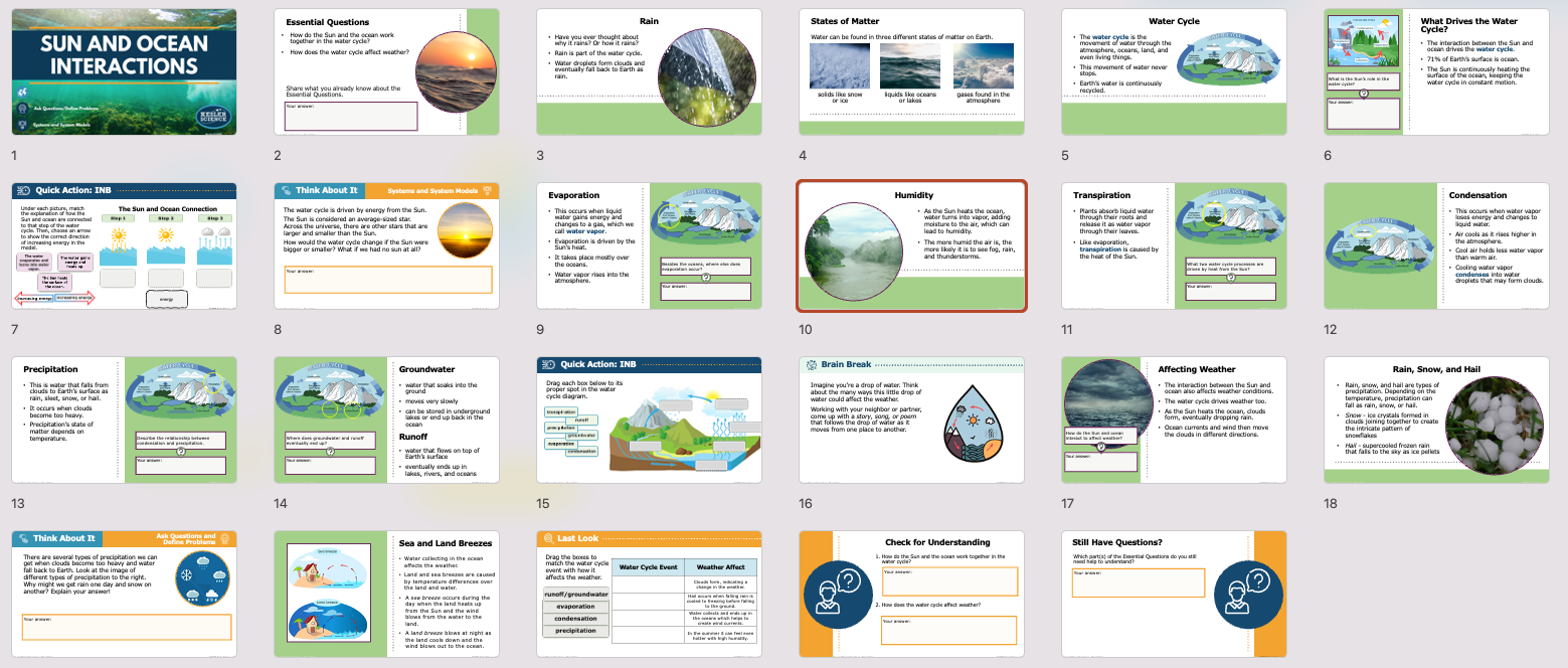 presentation slide overview for the sun and ocean interactions lesson