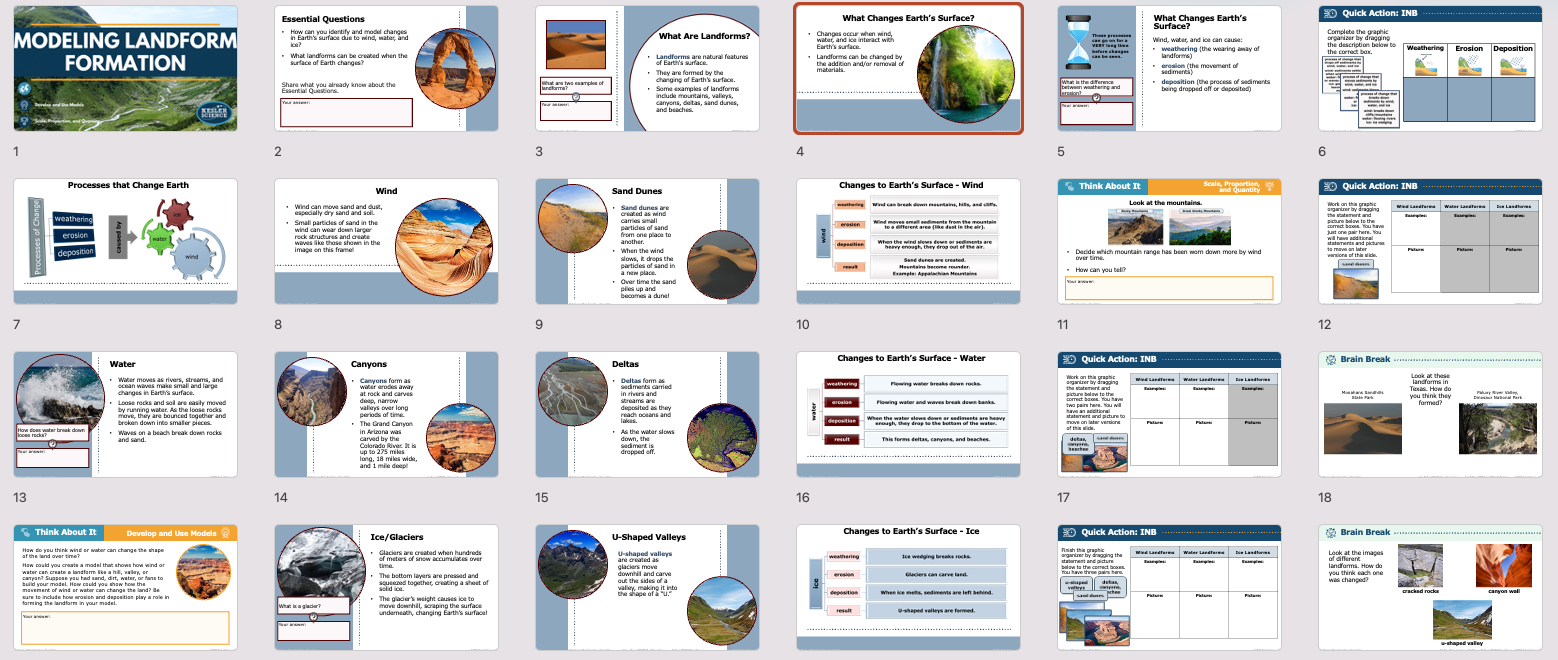modeling landform formation lesson presentation overview with title slide and content slides