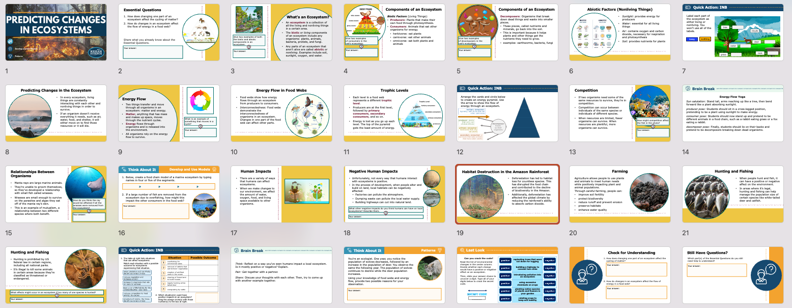 Input station card from the predicting changes in ecosystems Station Lab
