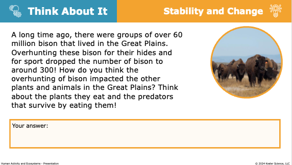 Think About It: overhunting of Great Plains bison and impact on ecosystems