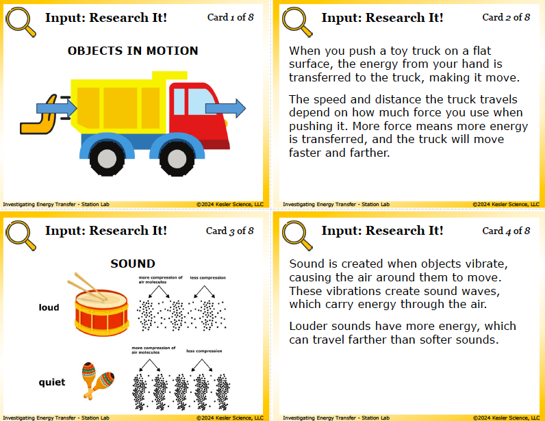 Input station card from the investigating energy transfer Station Lab