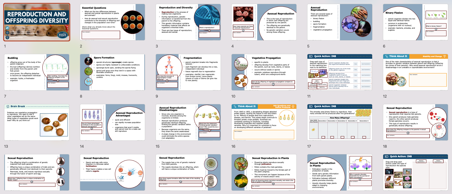 overview of reproduction and offspring diversity lesson slides on sexual and asexual reproduction