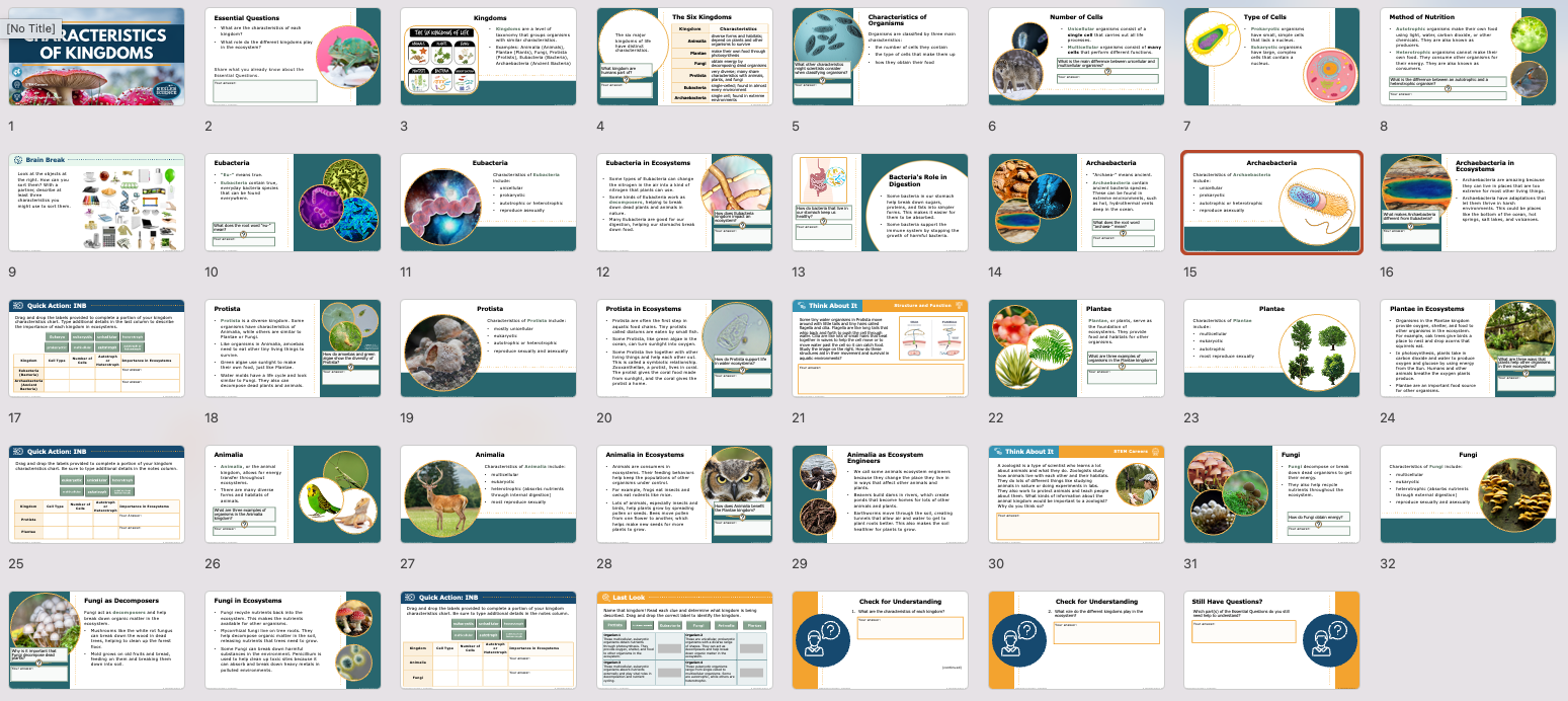 overview of the characteristics of kingdoms lesson covering the six kingdoms of life
