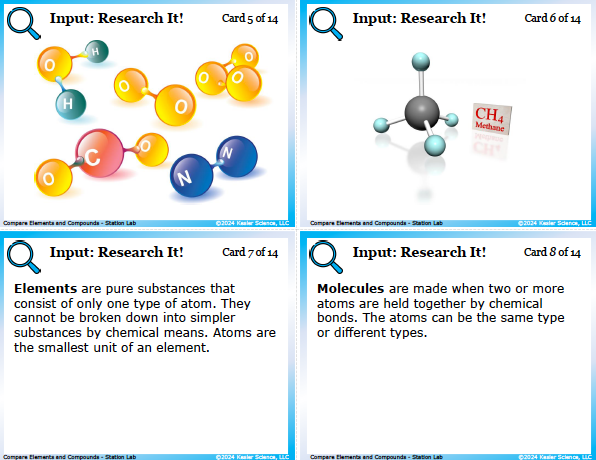 Input station card from the compare elements and compounds Station Lab