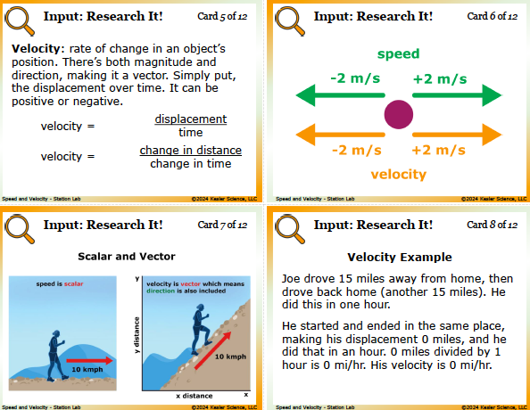 Input station card from the speed and velocity Station Lab