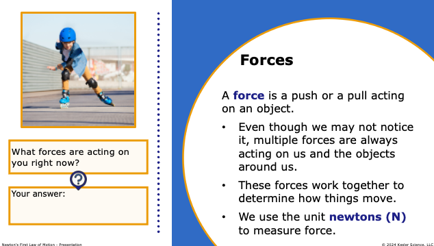 forces defined as pushes or pulls measured in newtons that act on objects