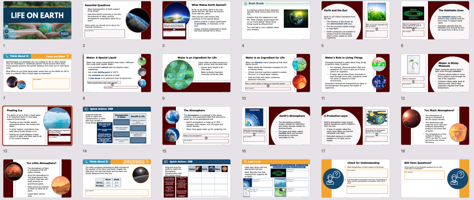 life on Earth lesson presentation overview with title slide and content slides