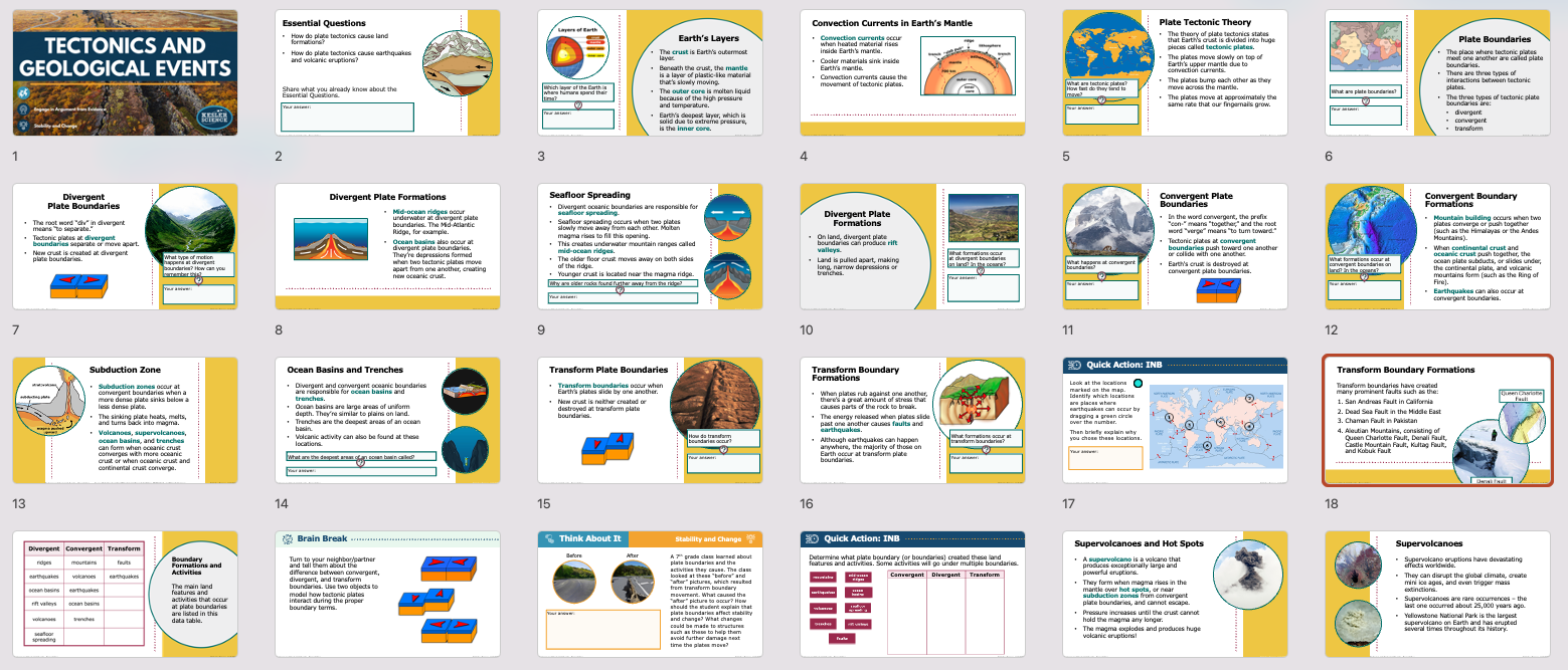 presentation slide overview for the tectonics and geological events lesson