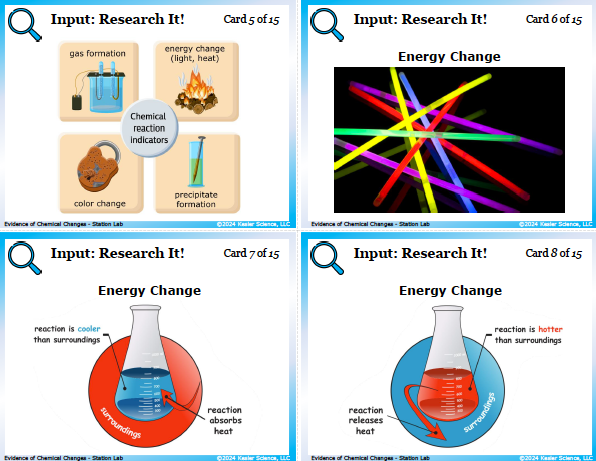 Input station card from the evidence of chemical changes Station Lab
