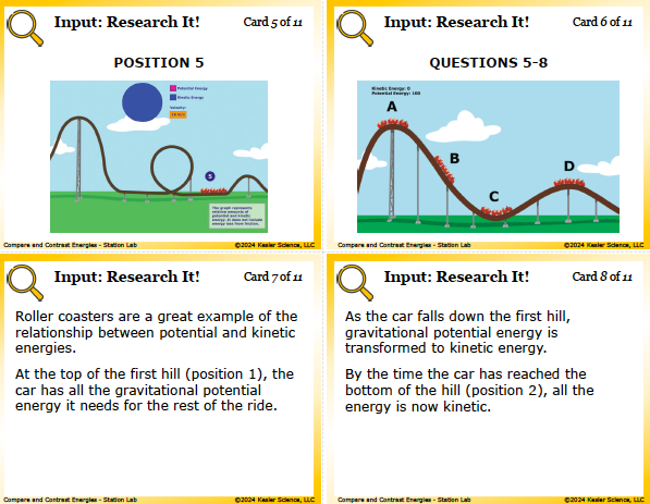 Input station card from the compare and contrast energies Station Lab