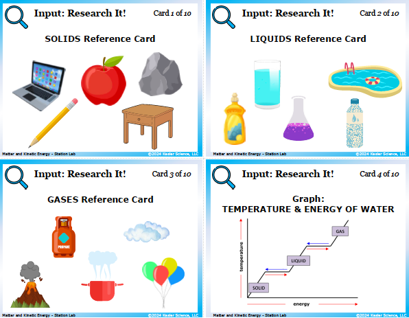 Input station card from the matter and kinetic energy Station Lab