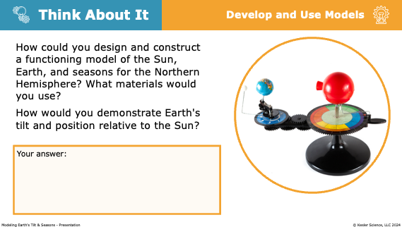 think about it prompt designing a model of the Sun, Earth, and seasons