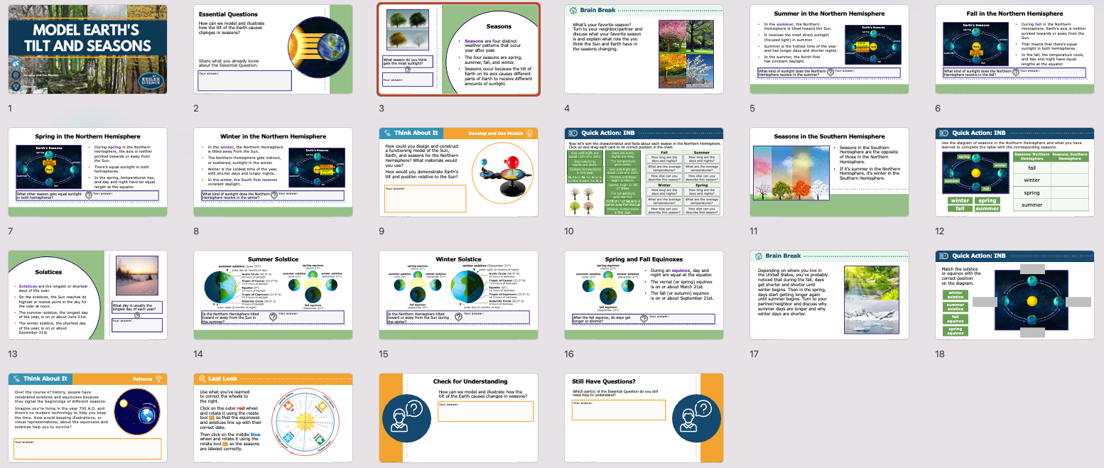 presentation overview slides for the Earths tilt and seasons lesson