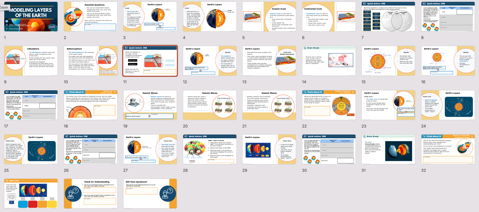 modeling layers of the Earth lesson presentation overview with title slide and content slides