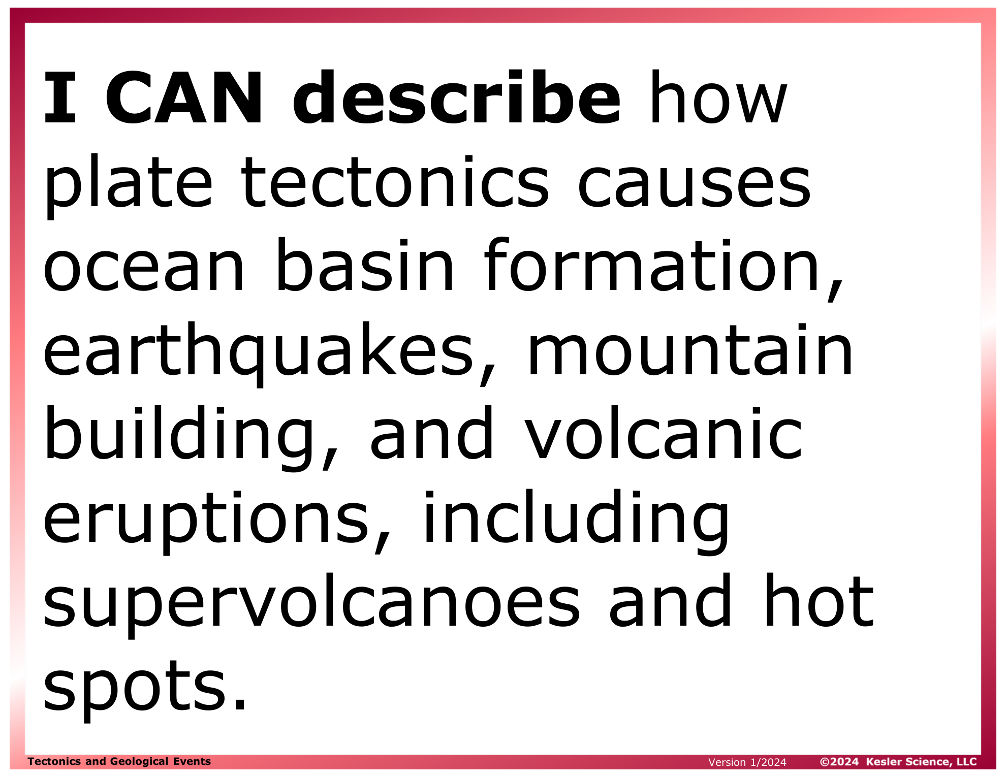 I CAN statement and key vocabulary for the tectonics and geological events lesson